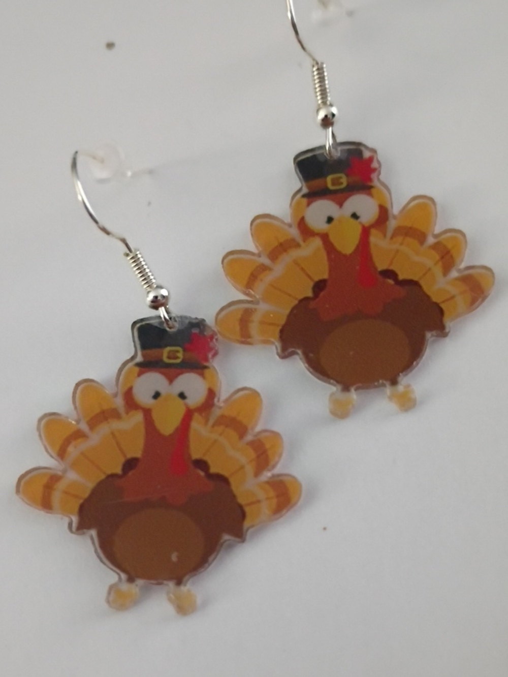 Festive Turkey Dangle Earrings in Orange and Brown